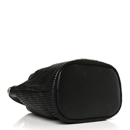 Chanel Iridescent Crumpled Calfskin Coco Pleats Drawstring Bag Black 4 of 12