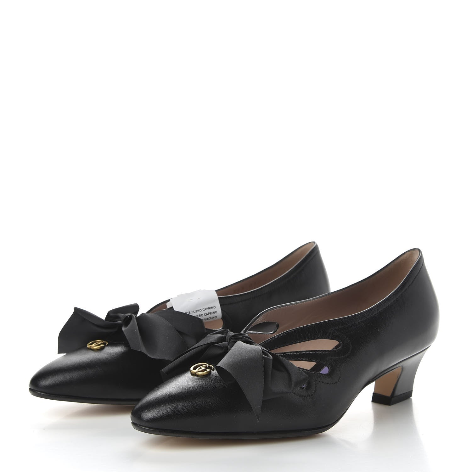 Gucci Malaga Kid Bow Berith Low Heel Pumps 36.5 Black 3 of 10