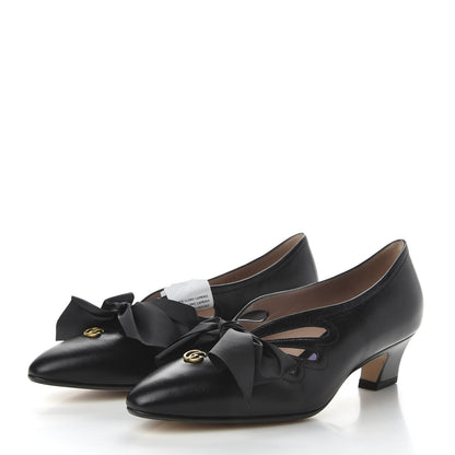 Gucci Malaga Kid Bow Berith Low Heel Pumps 36.5 Black 3 of 10