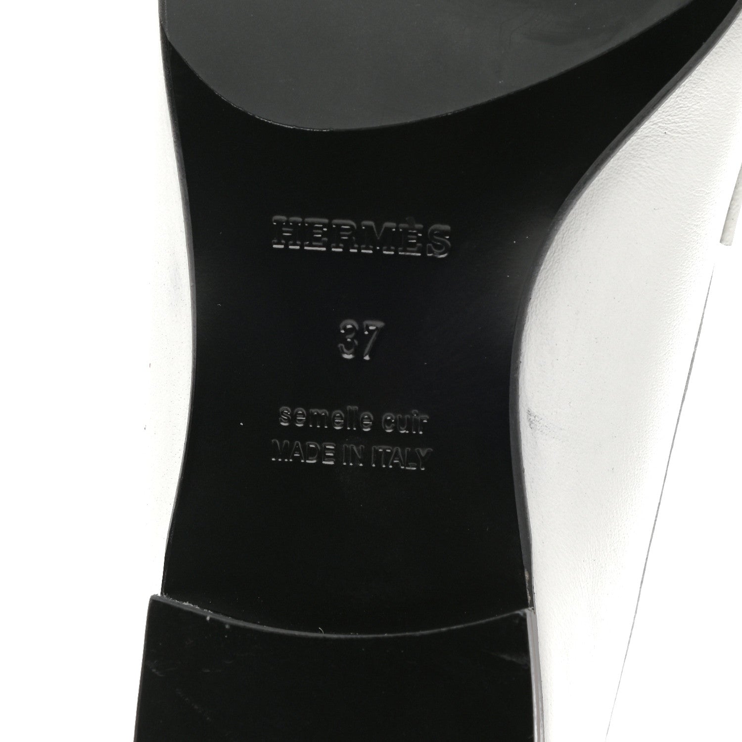 Hermes Calfskin Womens Paris Loafers 37 White 6 of 8