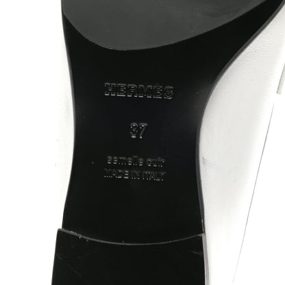 Hermes Calfskin Womens Paris Loafers 37 White 6 of 8