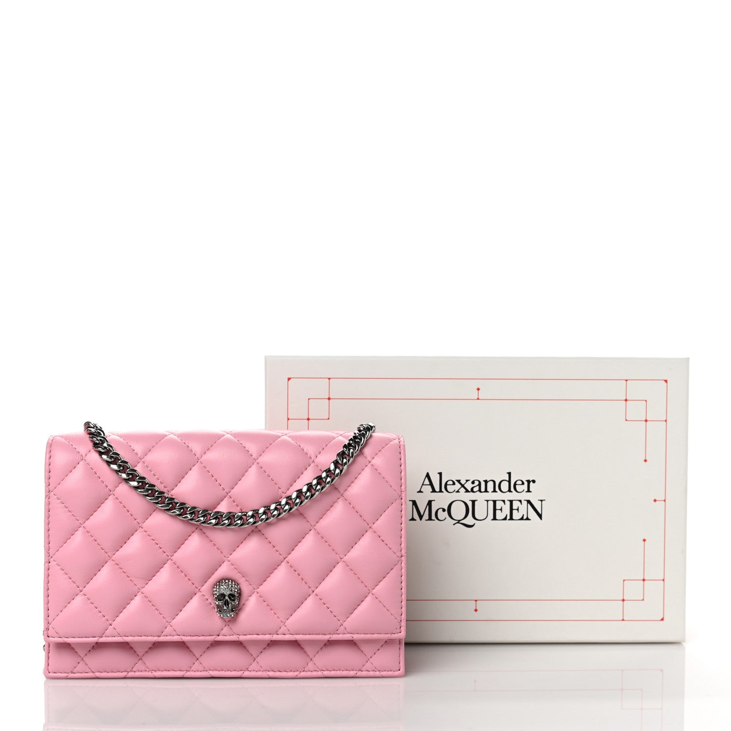Alexander McQueen Calfskin Quilted Skull Small Chain Crossbody Bag Pink 8 of 8