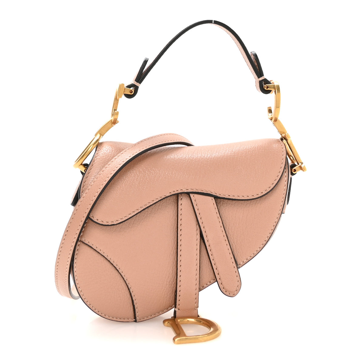 Christian Dior Goatskin Micro Saddle Bag Rose Des Vent 1 of 9