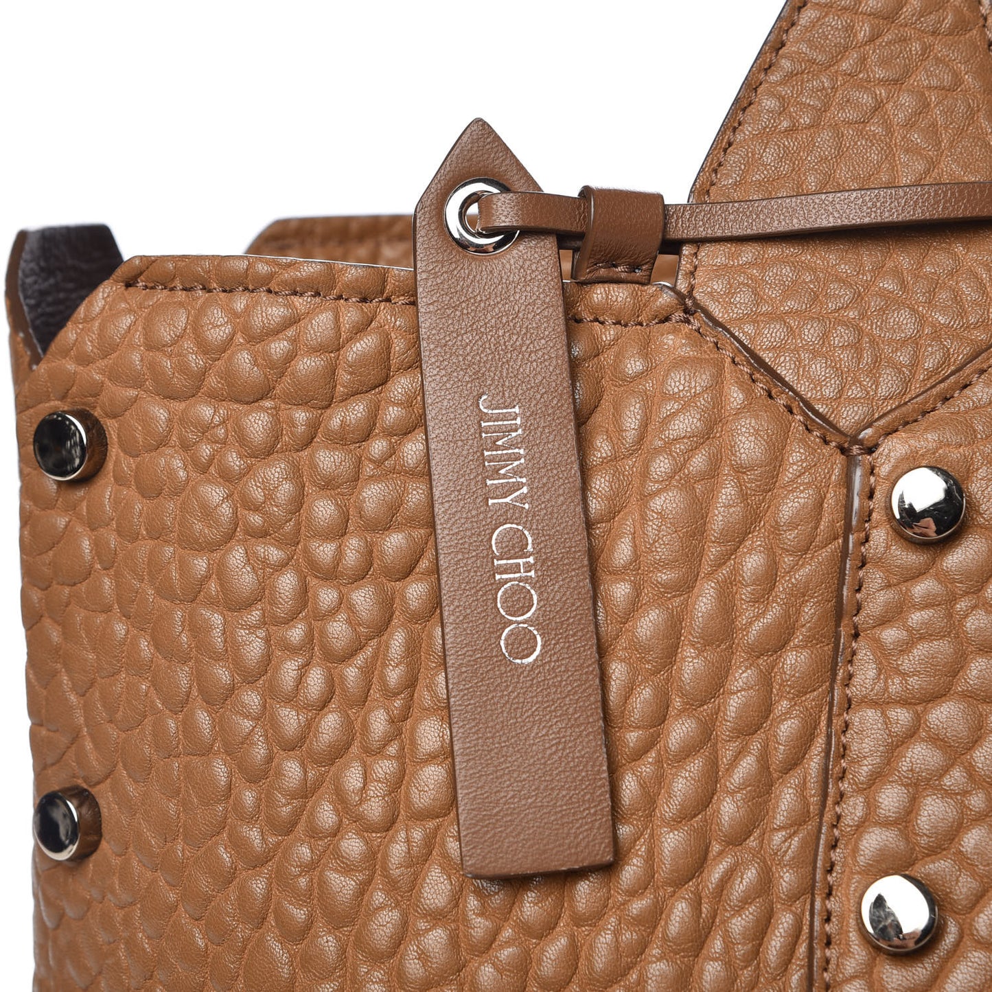 Grained Lambskin Studded Lockett Shopper Tote Tan