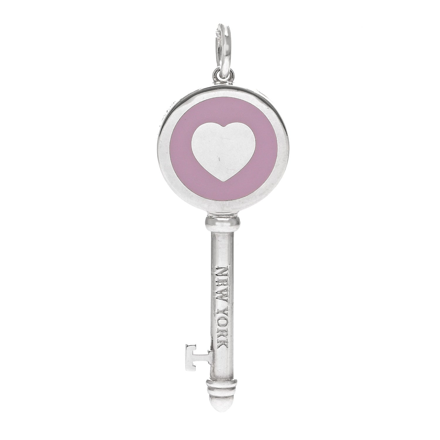 Tiffany Sterling Silver Enamel Keys Heart Key Pendant Lavender 1 of 3