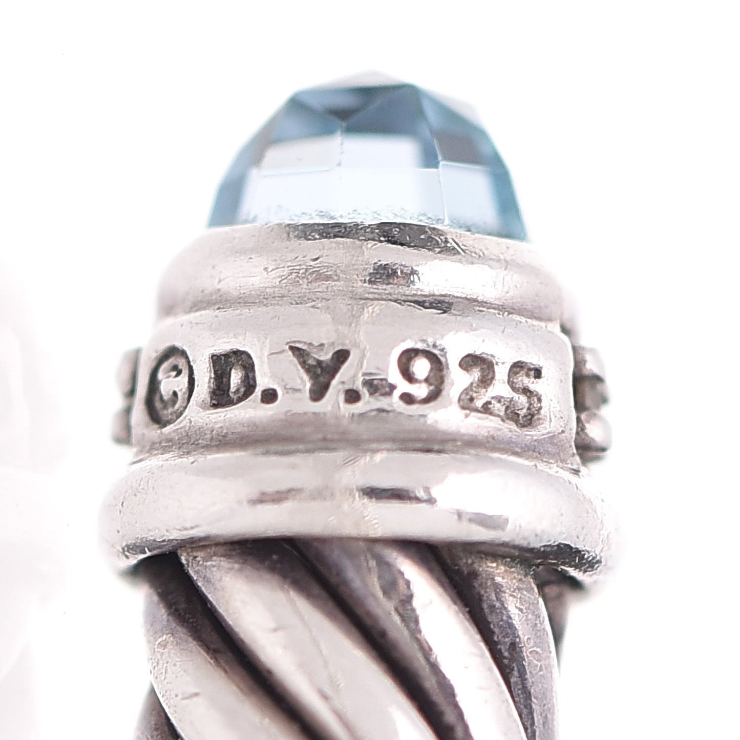Sterling Silver Diamond Blue Topaz 5mm Cable Classics Bracelet