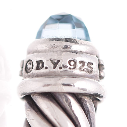 David Yurman Sterling Silver Diamond Blue Topaz 5mm Cable Classics Bracelet 4 of 4