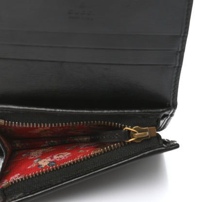 Gucci Calfskin Web Trapuntata GG Marmont Card Case Wallet Black 5 of 11
