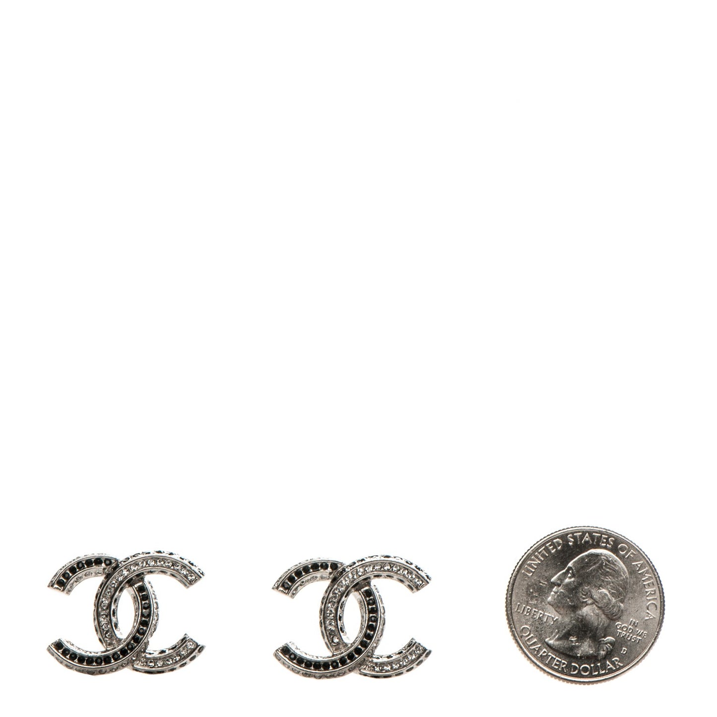 Crystal CC Earrings Silver Black