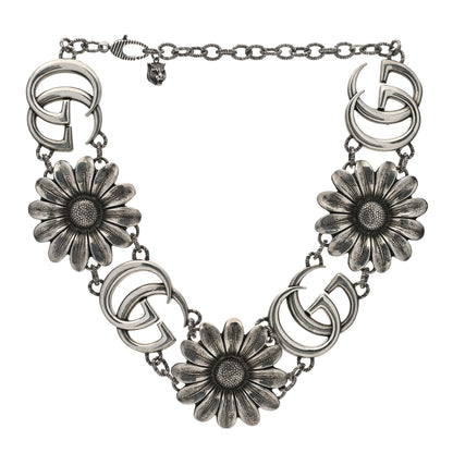 Gucci Sterling Silver Double G Flower Statement Necklace 3 of 5