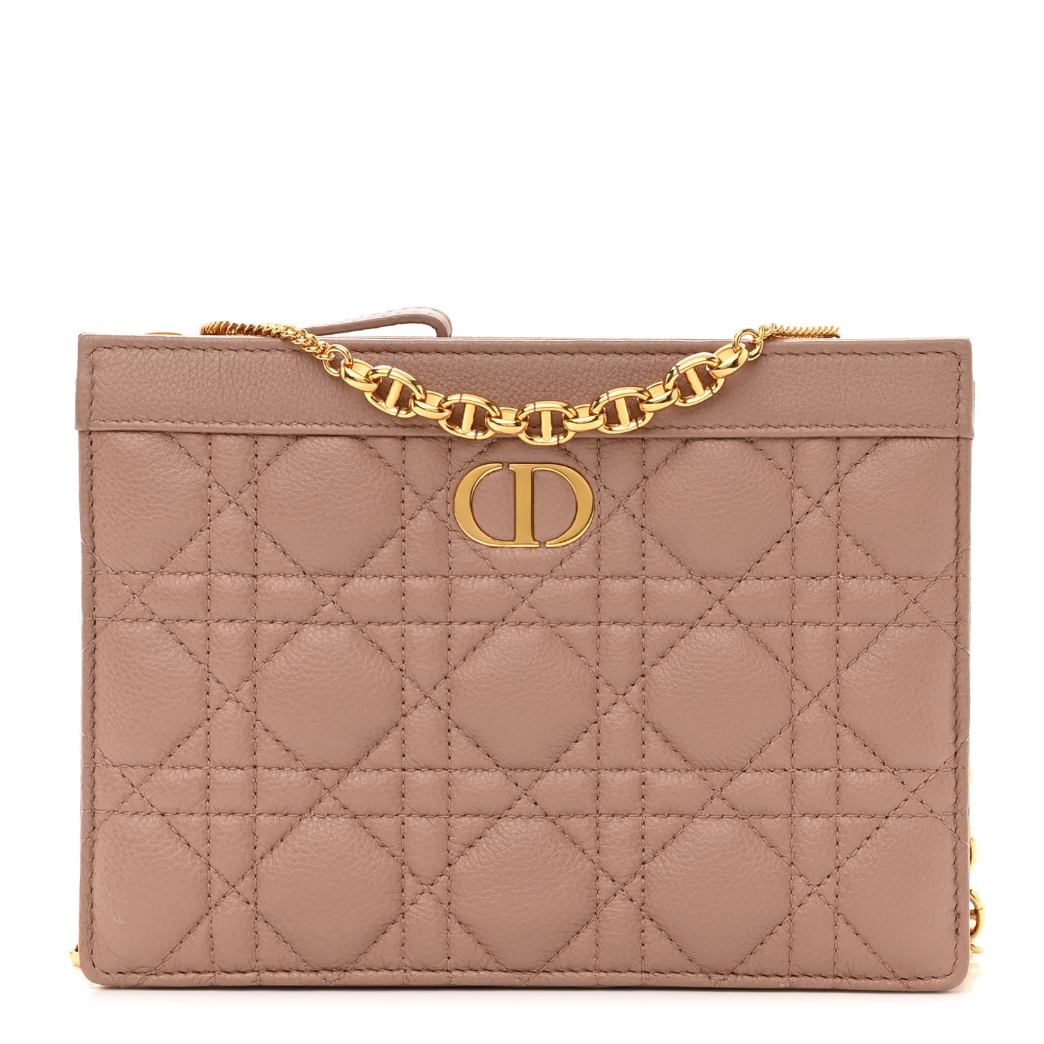 Christian Dior Calfskin Cannage Caro Zipped Pouch With Chain Fard 1 of 10