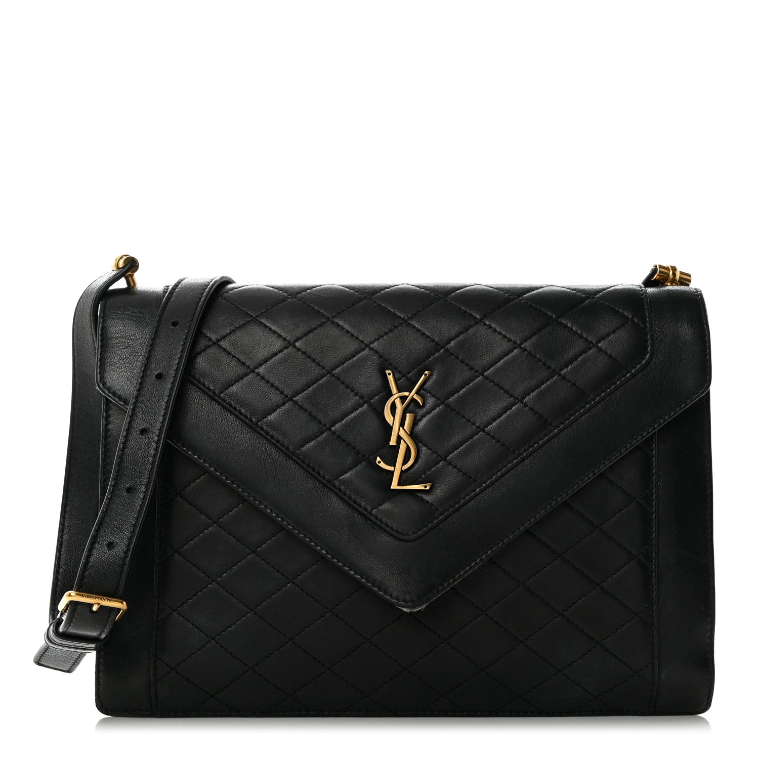 Saint Laurent Calfskin Quilted Lacquered Gaby Satchel Black 1 of 12