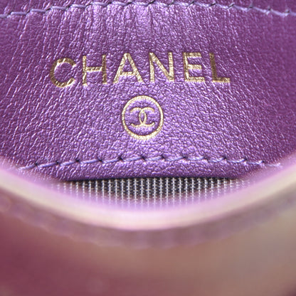Chanel Iridescent Lambskin Quilted Card Holder Purple 8 of 12