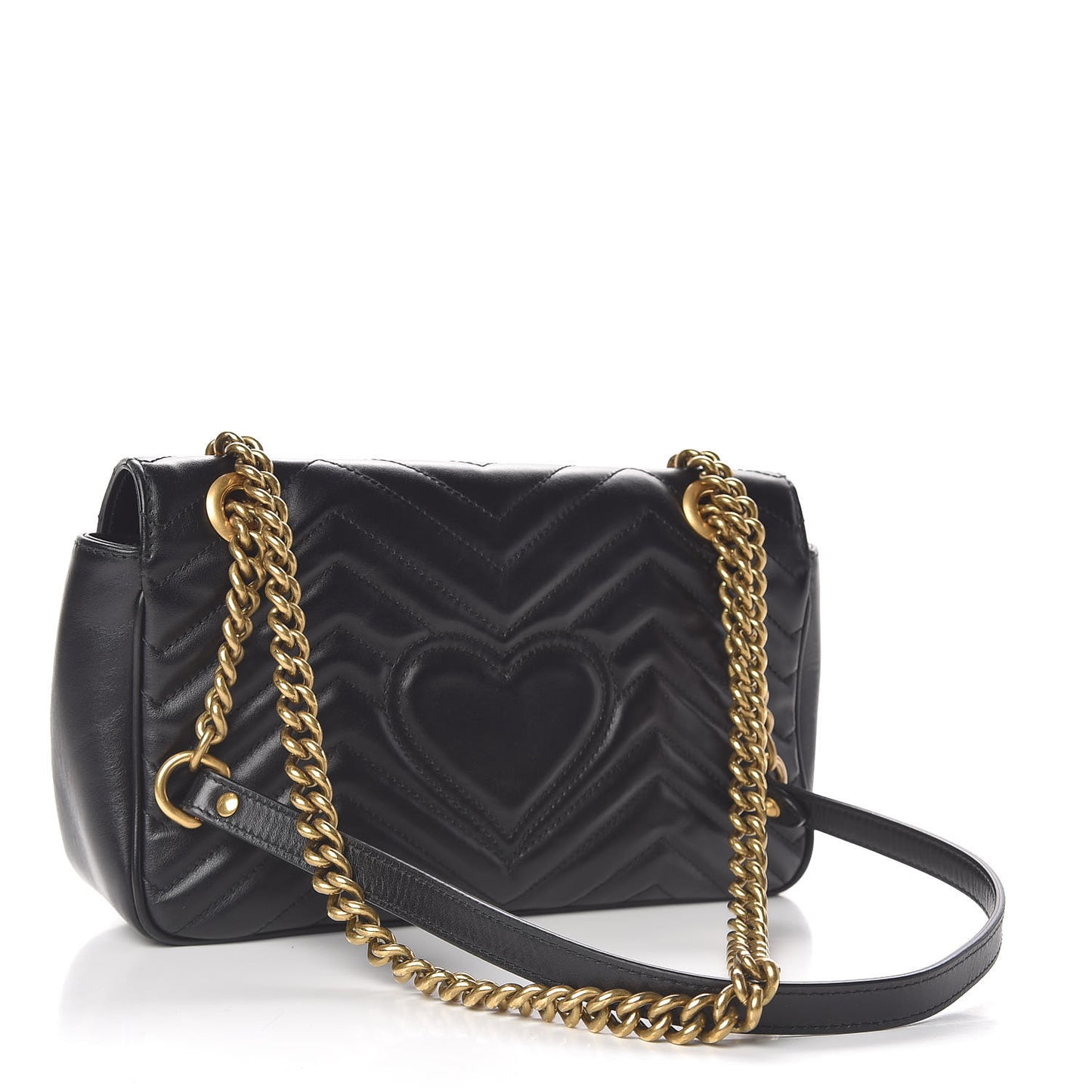 Calfskin Matelasse Small GG Marmont Shoulder Bag Black