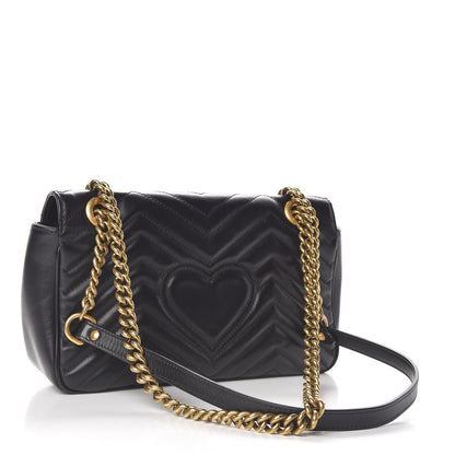 Gucci Calfskin Matelasse Small GG Marmont Shoulder Bag Black 3 of 10