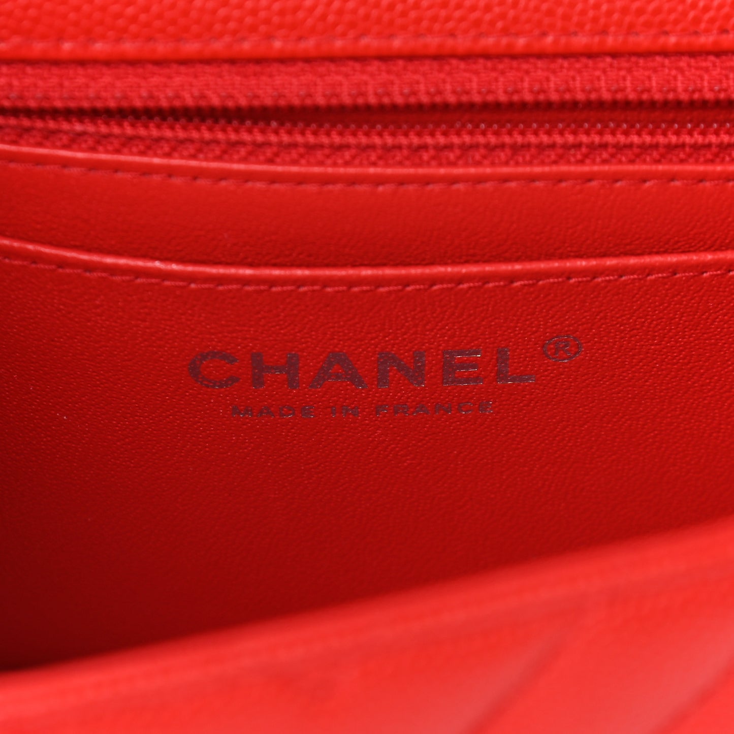 Caviar Chevron Quilted Mini Rectangular Flap Red