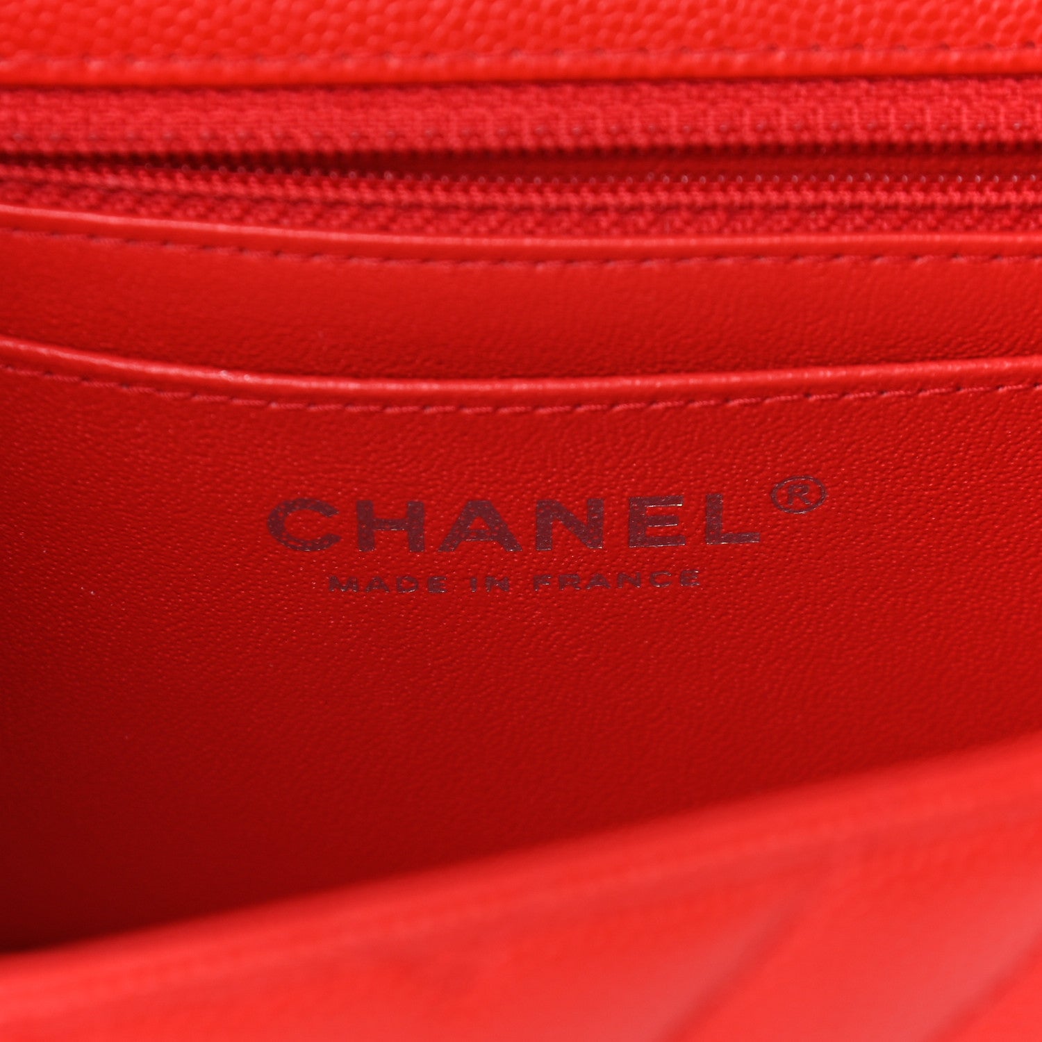 Chanel Caviar Chevron Quilted Mini Rectangular Flap Red 6 of 10