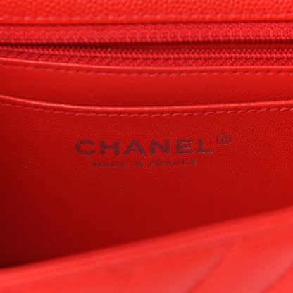 Chanel Caviar Chevron Quilted Mini Rectangular Flap Red 6 of 10
