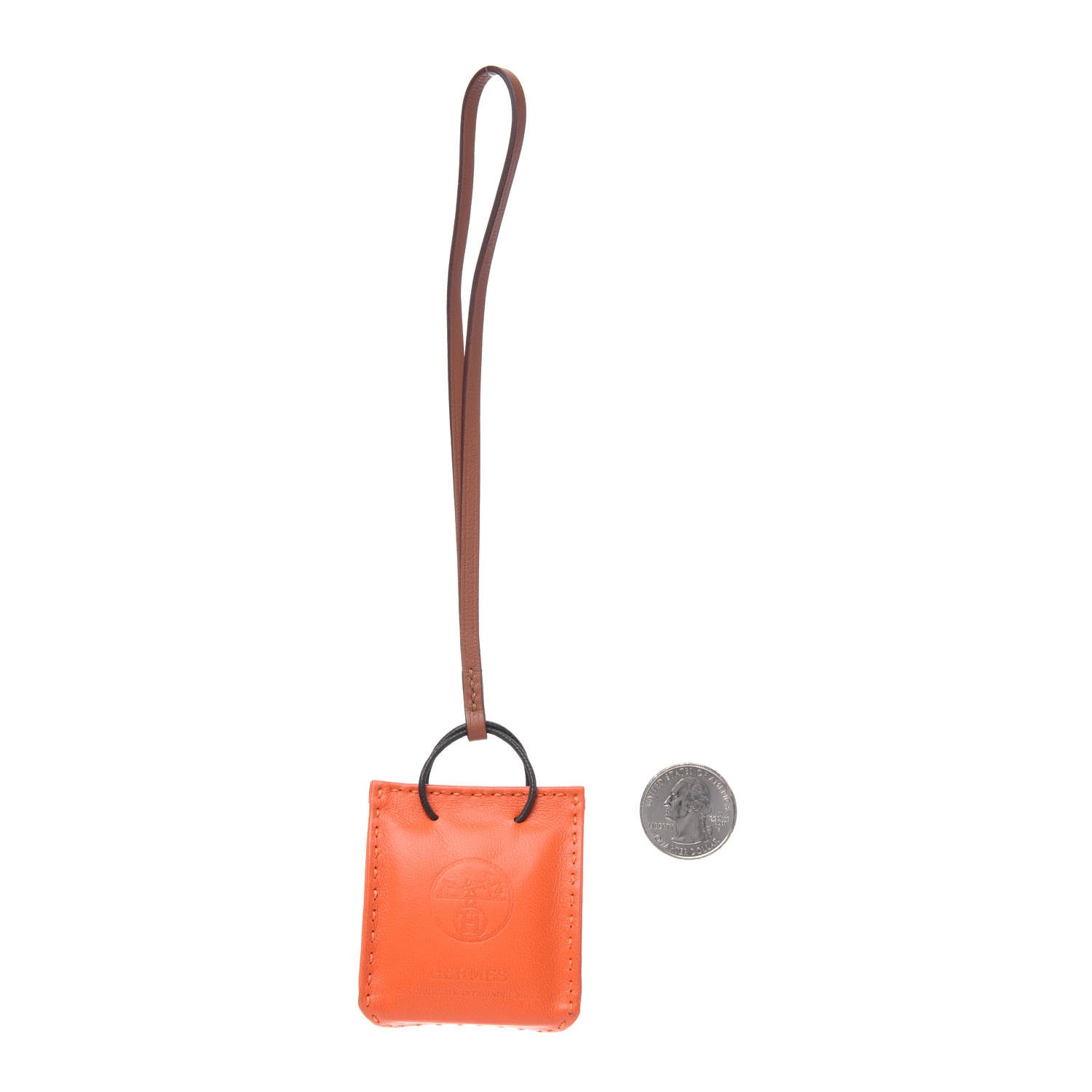 Hermes Milo Lambskin Swift Shopping Bag Charm Feu Gold 2 of 7