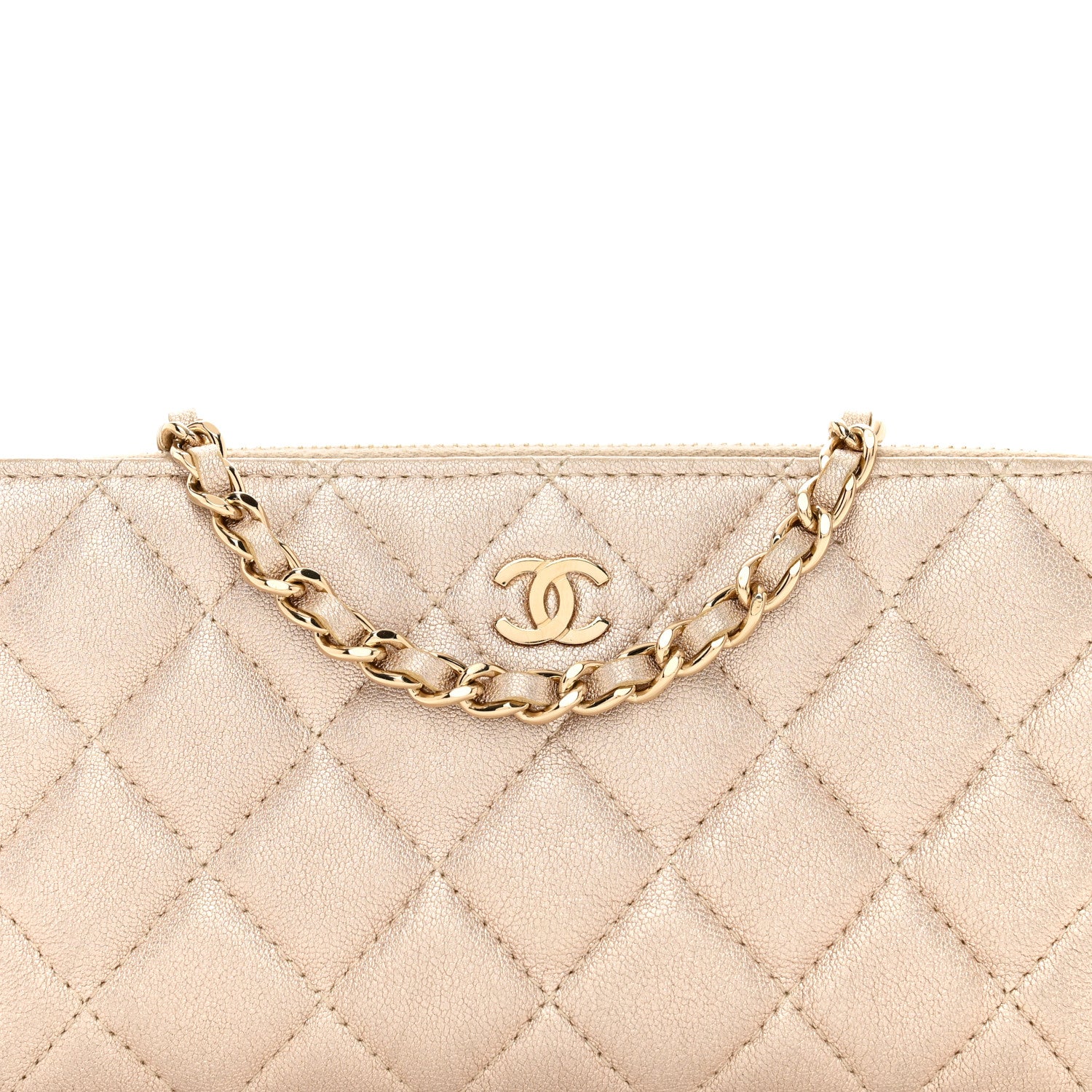 Chanel Metallic Lambskin Quilted Small Clutch With Chain Gold 5 of 12