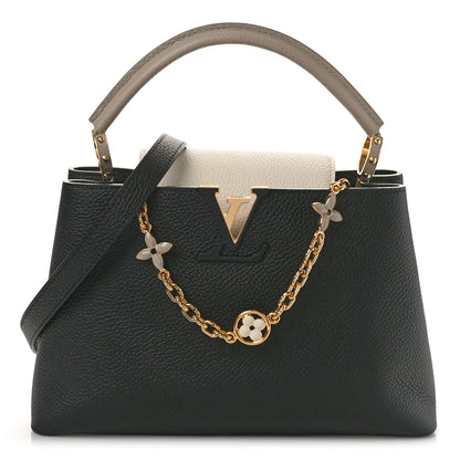 Louis Vuitton Taurillon Flower Chain Capucines MM Black Galet Gray Pearly Cream 1 of 10