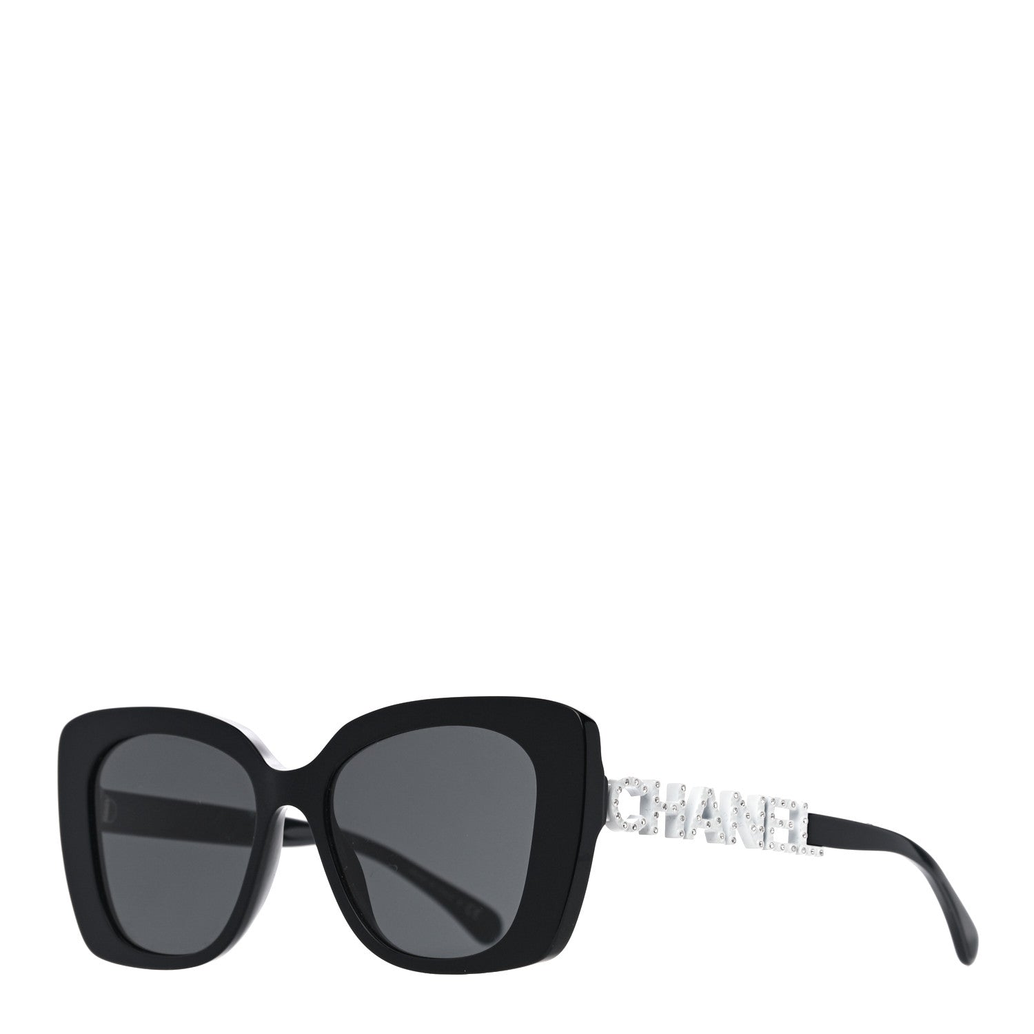 Chanel Acetate Strass Square Sunglasses 5422-B Black White 1 of 7
