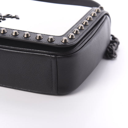 Prada Glace Calfskin Studded Crossbody White Black 9 of 9