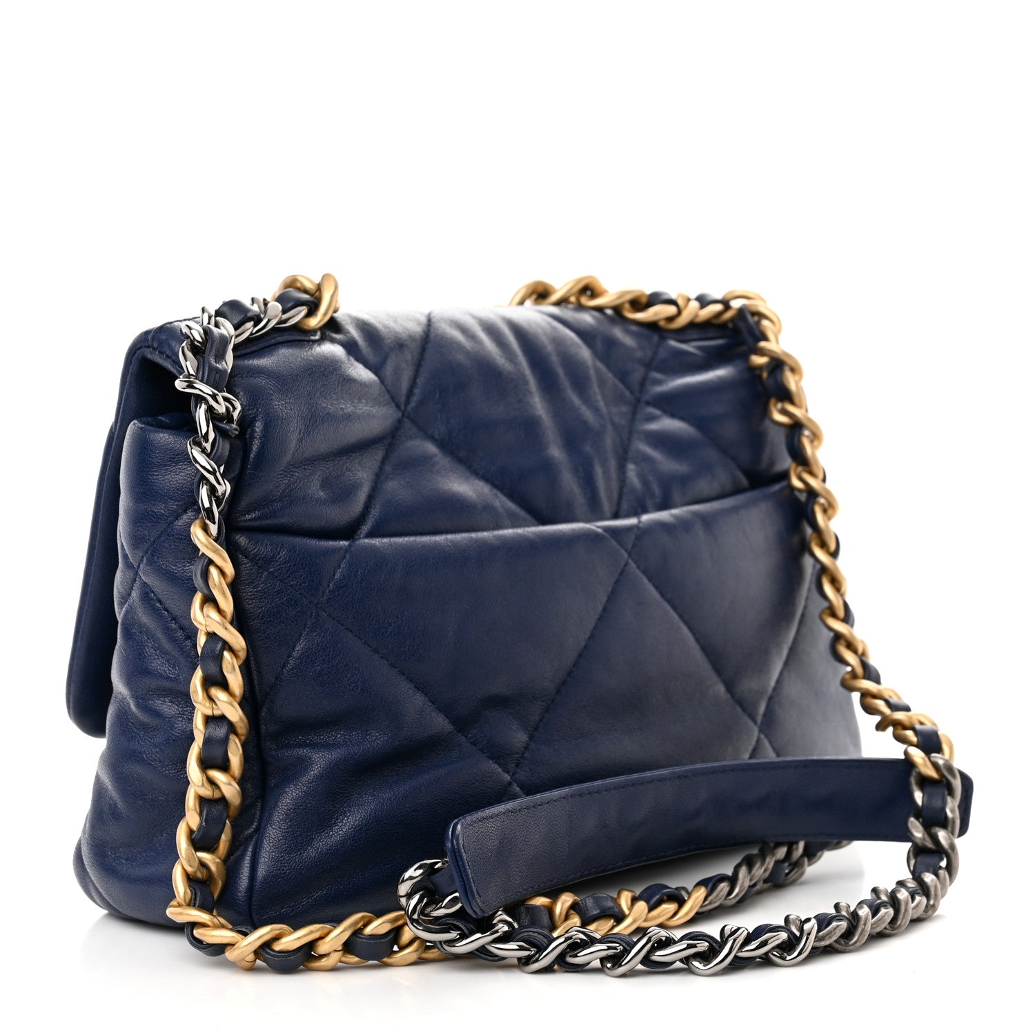 Chanel Lambskin Quilted Medium Chanel 19 Flap Navy Blue 3 of 10