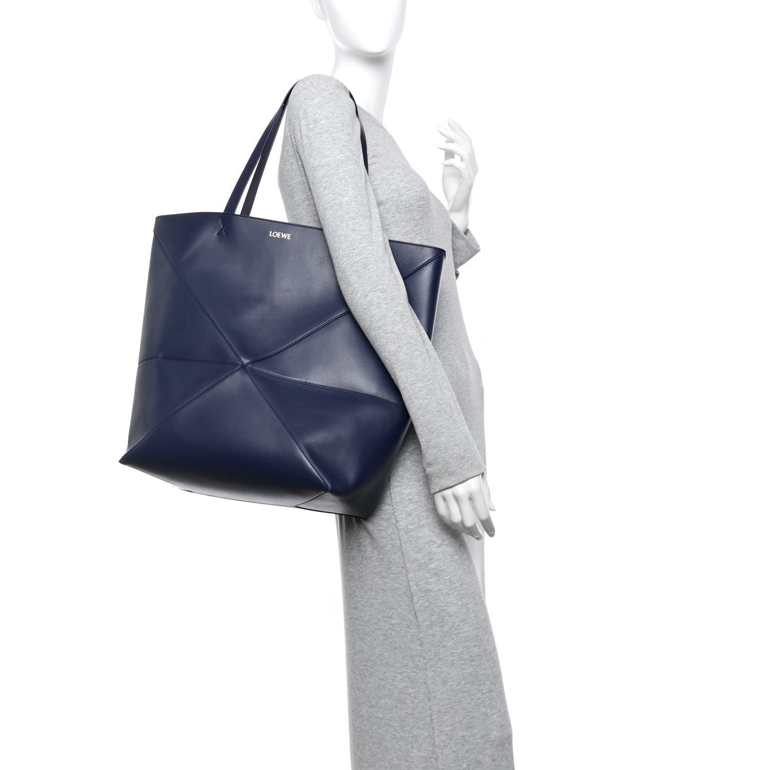 Loewe Shiny Calfskin XL Puzzle Fold Tote Abyss Blue 2 of 10