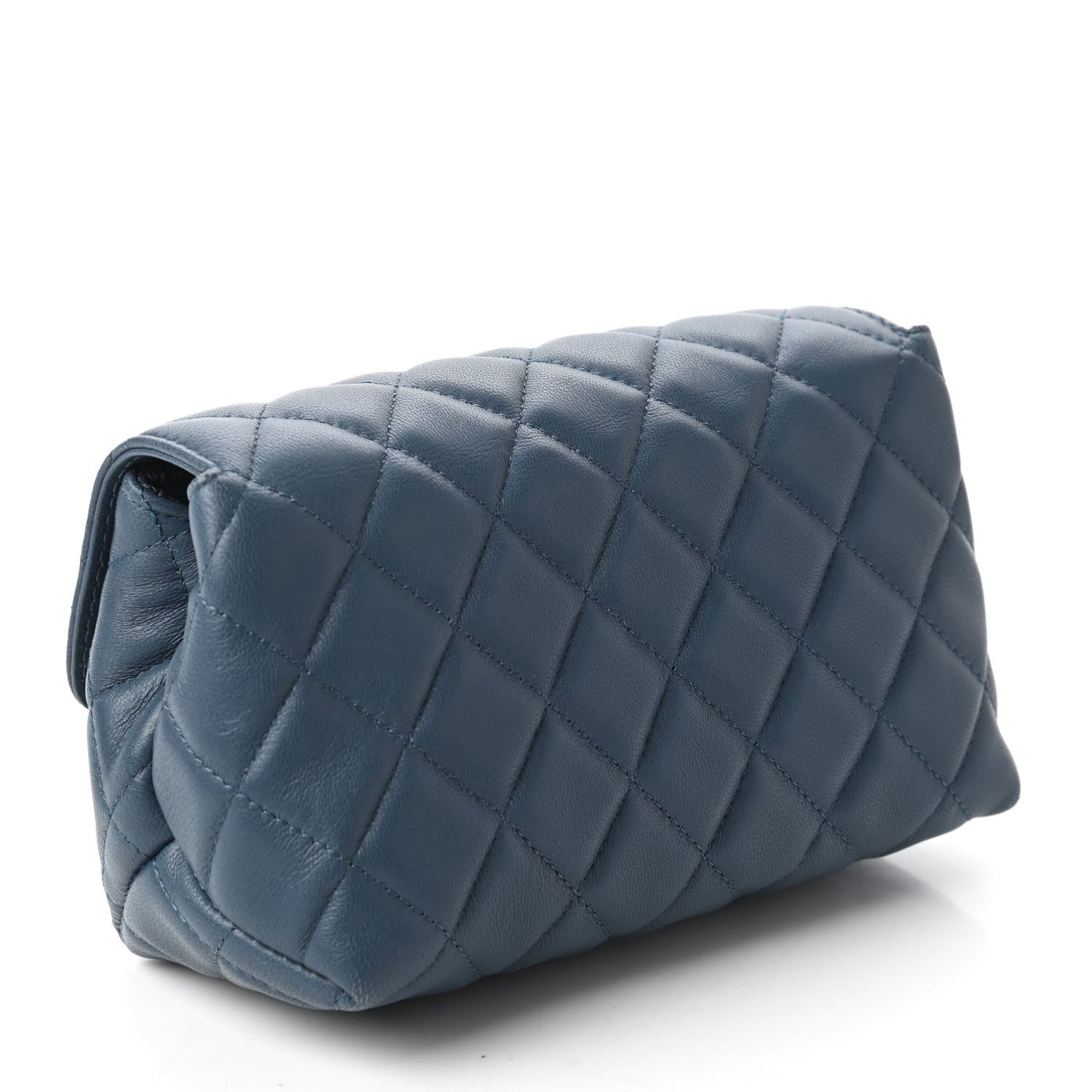 Chanel Lambskin Quilted Flap Cosmetic Case Blue 3 of 11