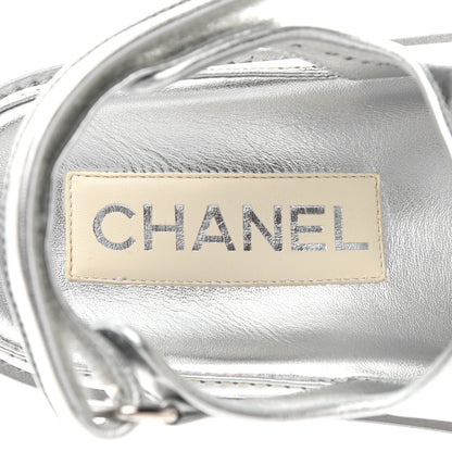 Chanel Laminated Calfskin Velcro Dad Sandals 38 Silver 7 of 9