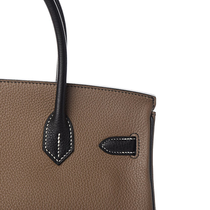 Hermes Togo Horseshoe Birkin 30 Black Etoupe 27 of 29