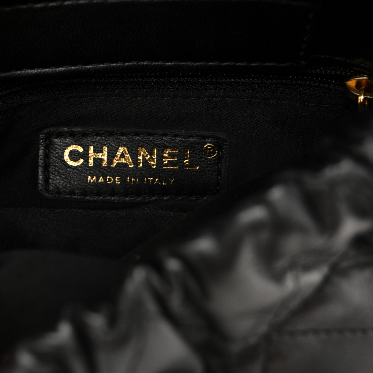 Chanel Lambskin Resin Quilted Small Bucket Bag Black 6 of 10