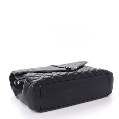 Saint Laurent Calfskin Mixed Matelasse Triquilt Large Monogram Envelope Satchel Deep Marine 4 of 11