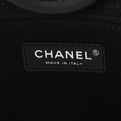 Chanel Canvas Calfskin Striped Medium Deauville Tote Black White 7 of 11