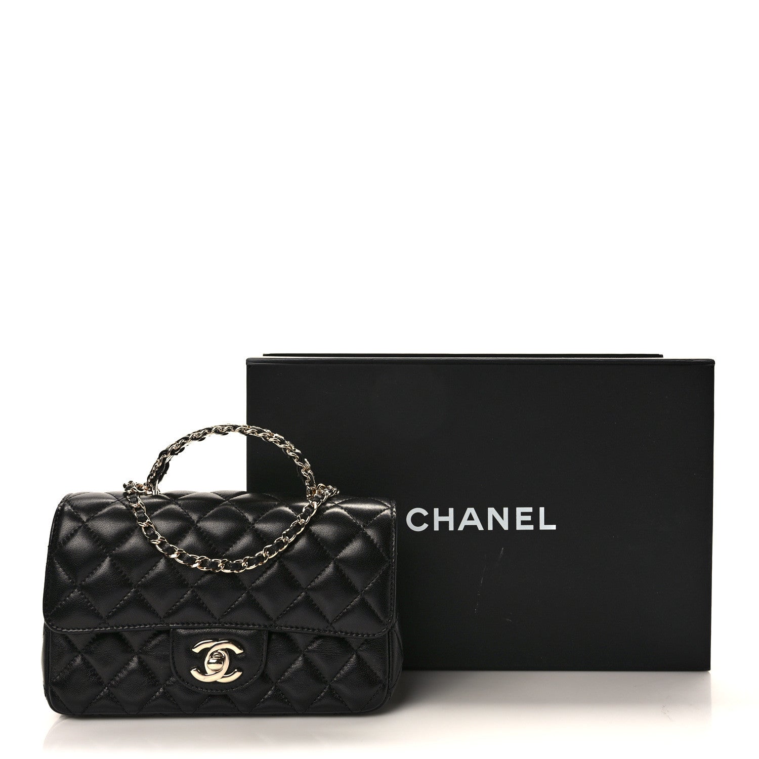 Chanel Lambskin Quilted Mini Crystal Top Handle Rectangular Flap Black 10 of 10
