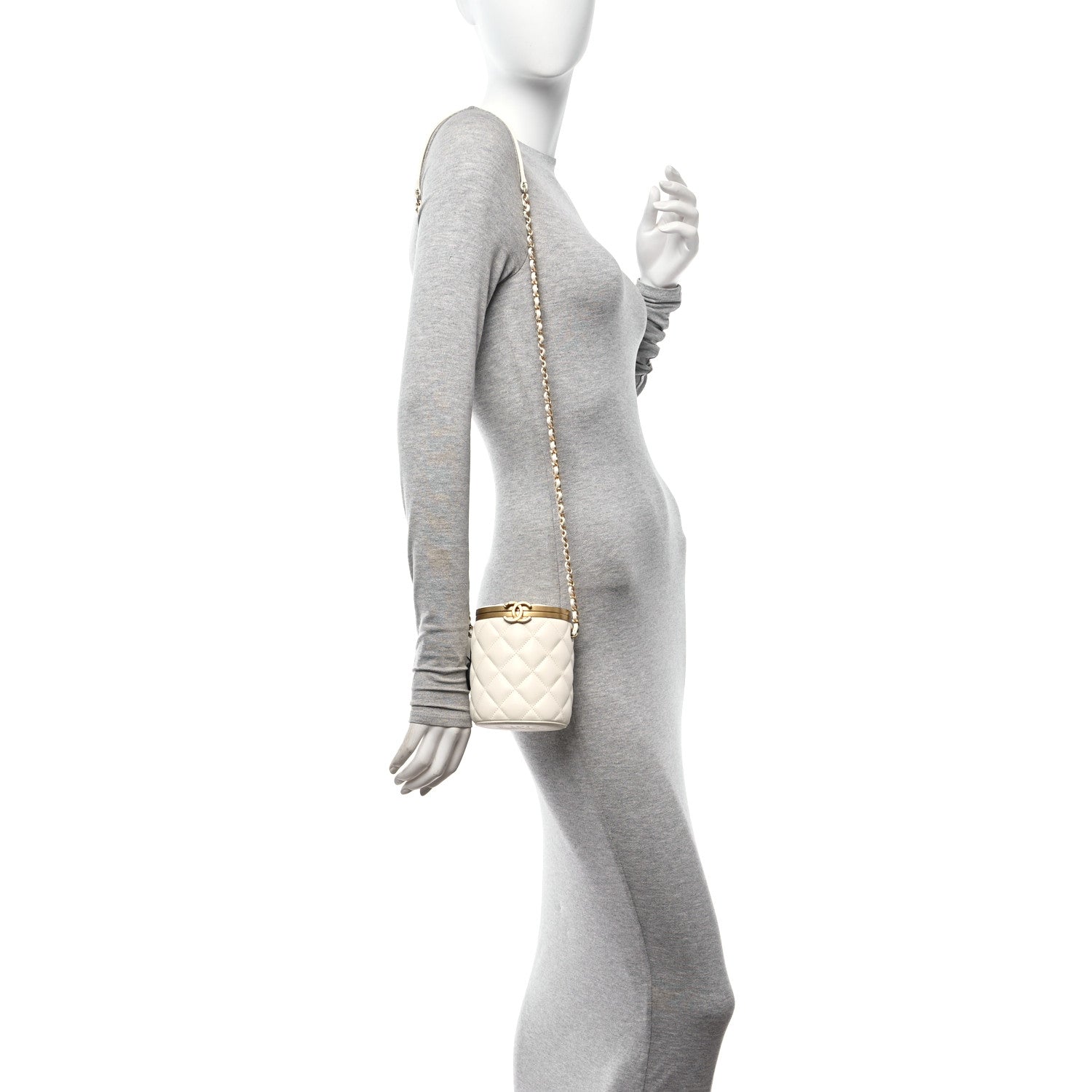 Chanel Lambskin Quilted Mini Crown Box Bag White 2 of 10