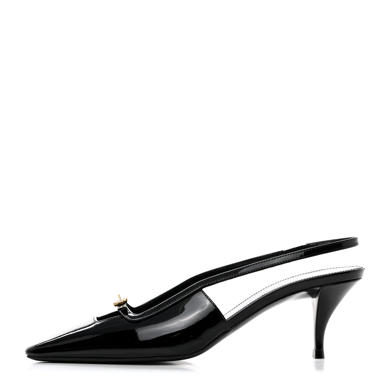 Saint Laurent Patent Luna Slingback Pumps 36 Black 1 of 9