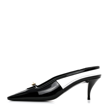 Saint Laurent Patent Luna Slingback Pumps 36 Black 1 of 9