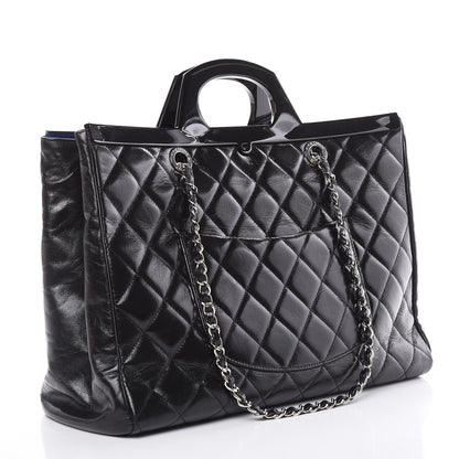 Chanel Glazed Calfskin Quilted Large CC Delivery Tote Black 3 of 10