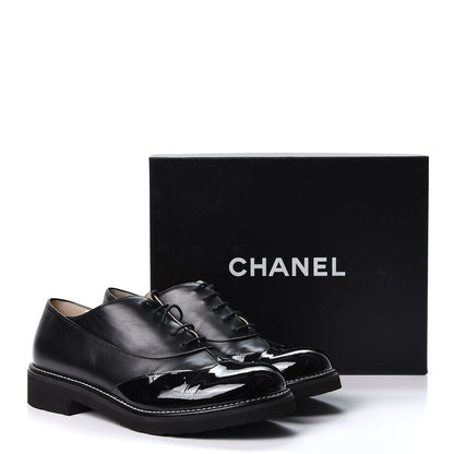 Chanel Patent Calfskin Lace Up Oxfords 40.5 Black 10 of 10