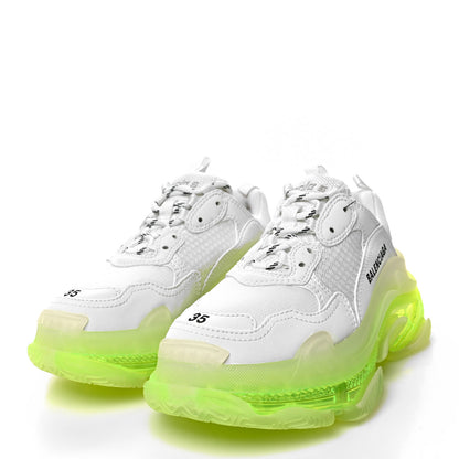 Balenciaga Fabric Mesh Clear Sole Fluo Womens Triple S Sneakers 35 White Fluo Yellow 3 of 8