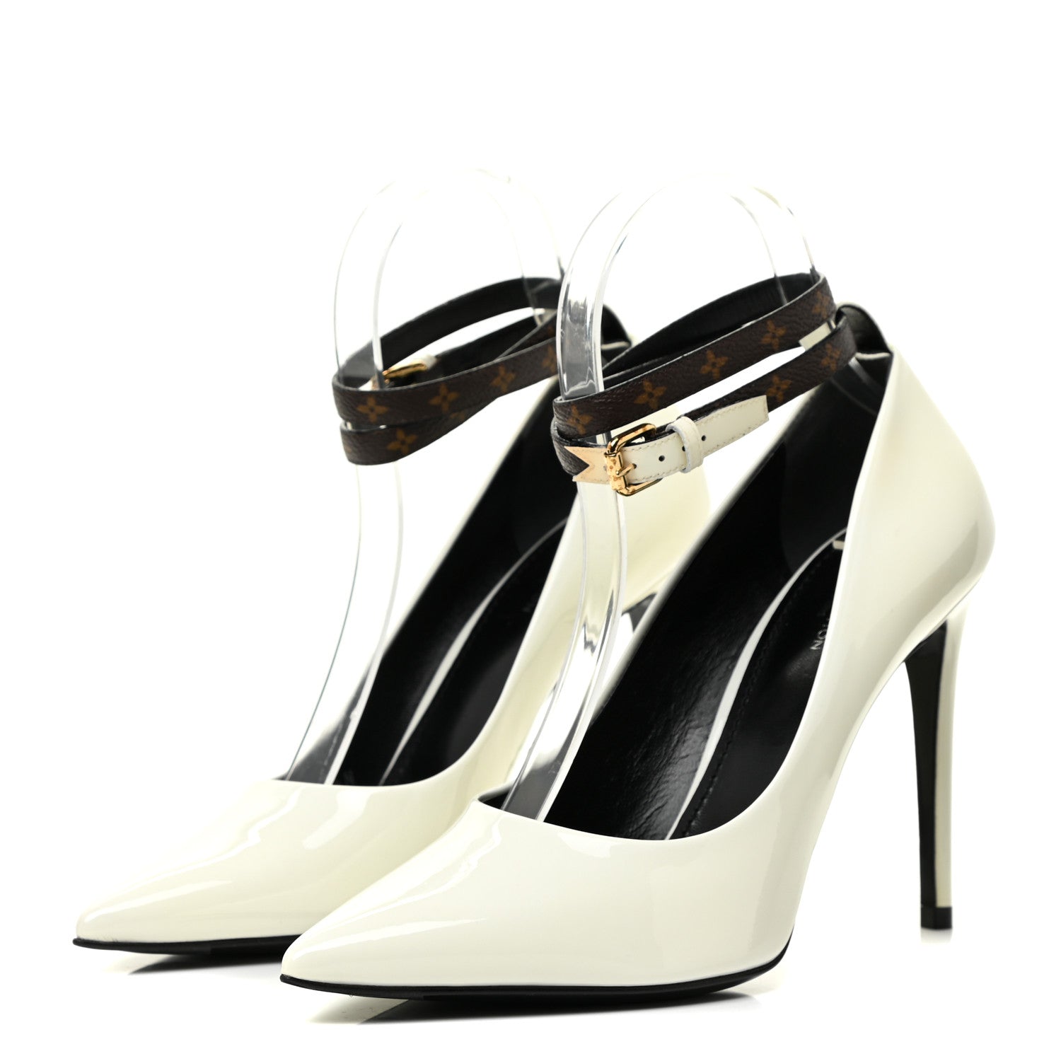 Louis Vuitton Monogram Patent Call Back Pumps 37.5 White 3 of 12