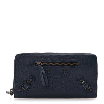 Balenciaga Agneau Classic Hardware Continental Zip Around Wallet Bleu Obscur 1 of 8