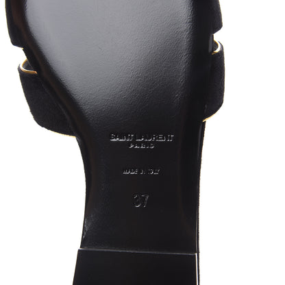 Saint Laurent Suede Tribute 05 Slide Sandals 37 Black 8 of 9
