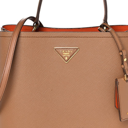 Prada Saffiano Cuir Medium Panier Bucket Bag Caramel Papaya 6 of 13