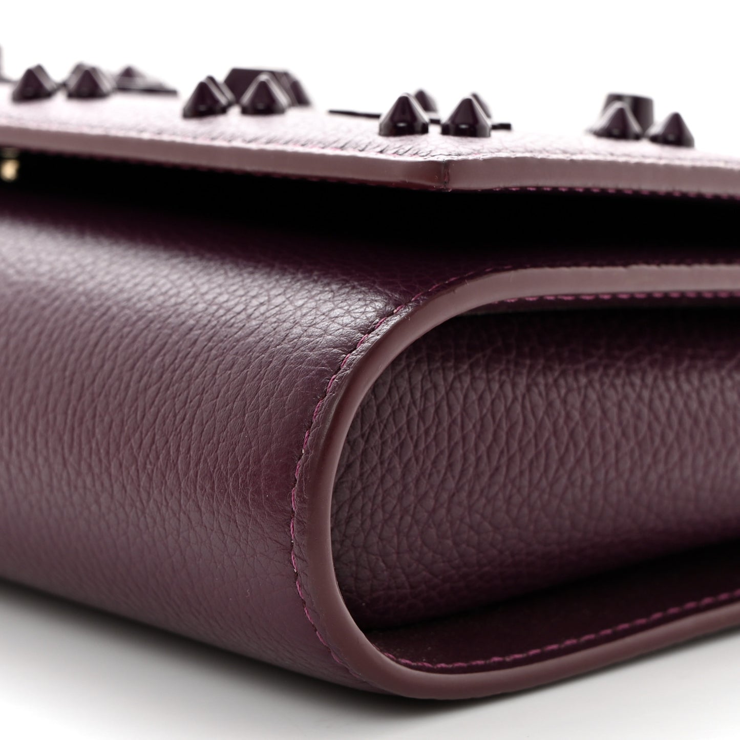 Calfskin Spikes Loubinthesky Paloma Clutch Merlot