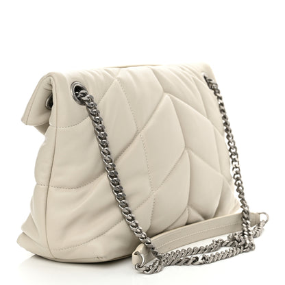 Saint Laurent Lambskin Quilted Small Loulou Puffer Monogram Chain Satchel Blanc Vintage 3 of 10