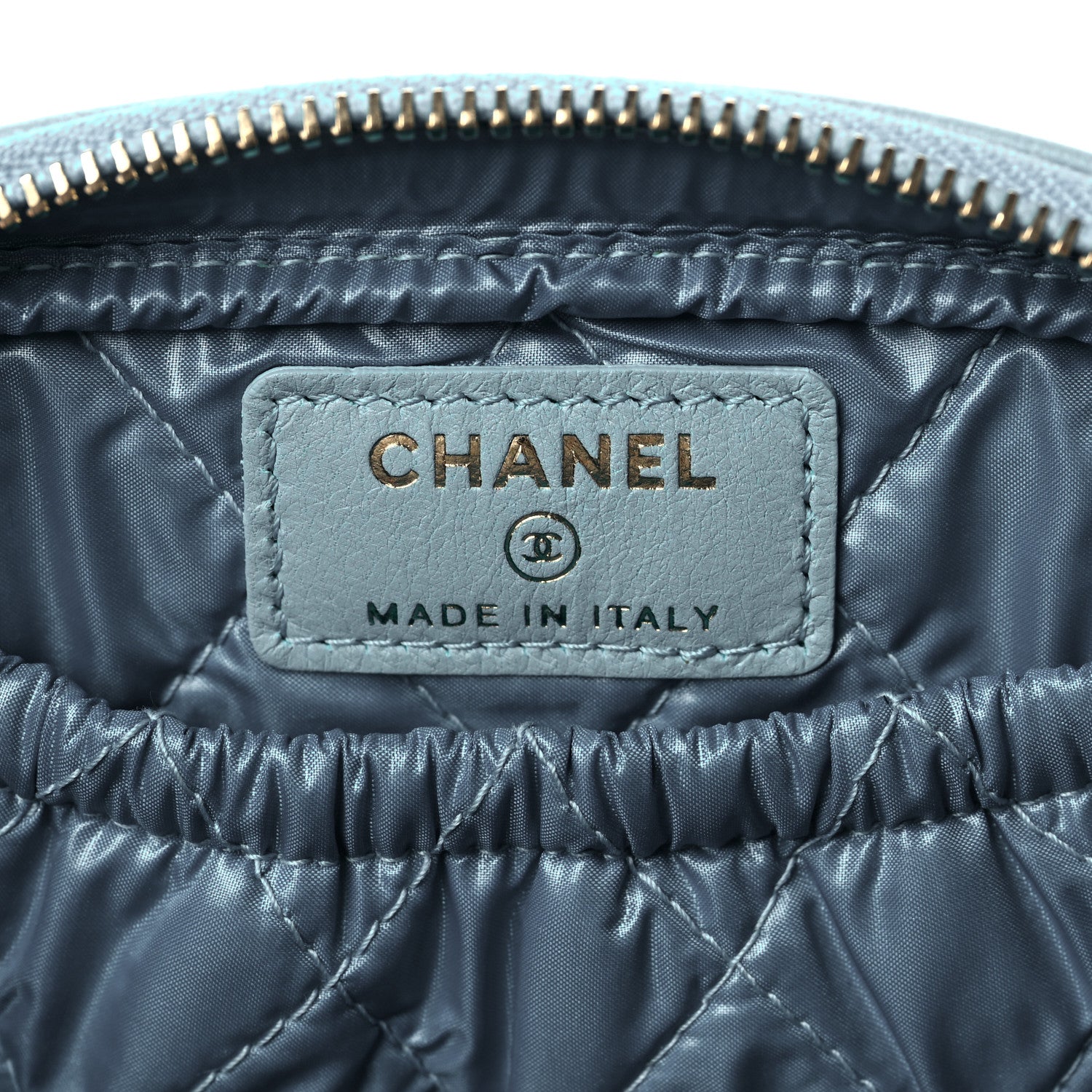 Chanel Lambskin Quilted Small Curvy Pouch Cosmetic Case Light Blue 6 of 9