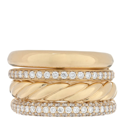 David Yurman 18K Yellow Gold Diamond Mercer Multi Row Ring 54 6.75 1 of 5